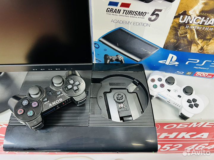 Sony PlayStation 3 Super Slim 500Gb +39 игр 2джоя