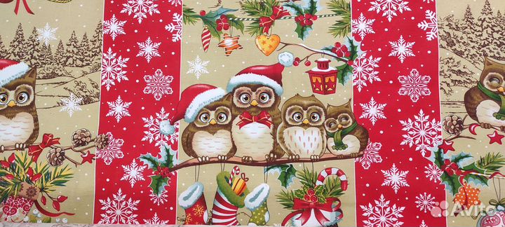 Ткань новогодняя рогожка 100 хлопок