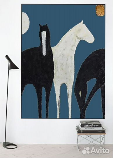 Картина с лошадьми маслом на холсте