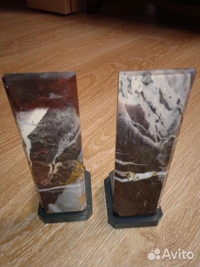 Яшма подставка для ручек и подсвечник (пара) СССР
