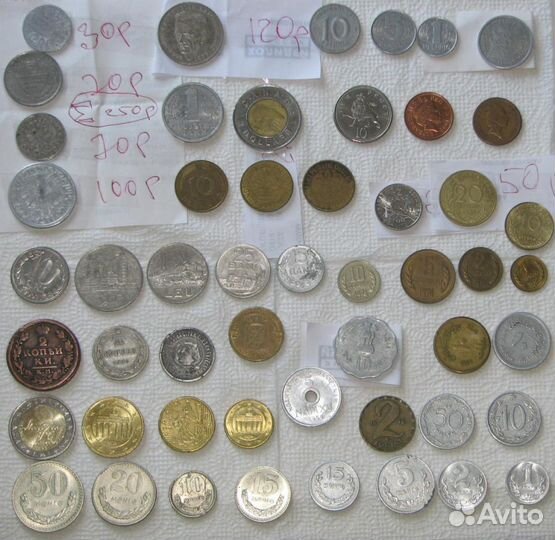 Монеты России и др. стран - медь, серебро, никель