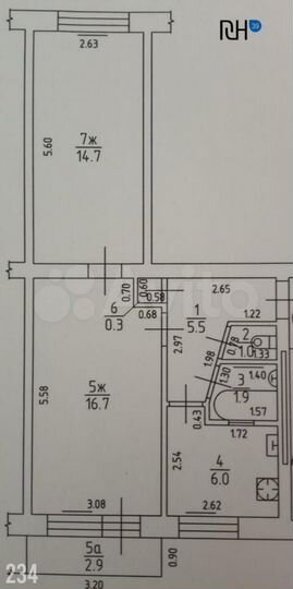 2-к. квартира, 47 м², 5/5 эт.