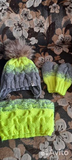 Комплект шапка, снуд и рукавицы