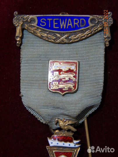 Rmib, Steward, 1913 год, Англия, масонская медаль