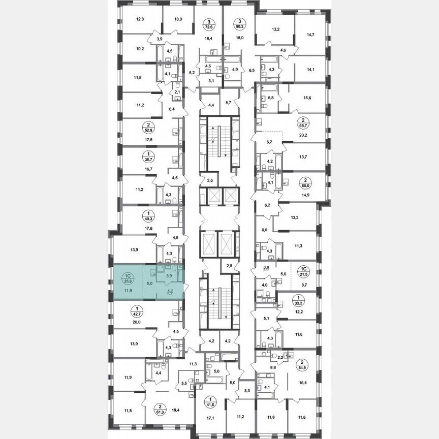 Квартира-студия, 25,9 м², 8/20 эт.