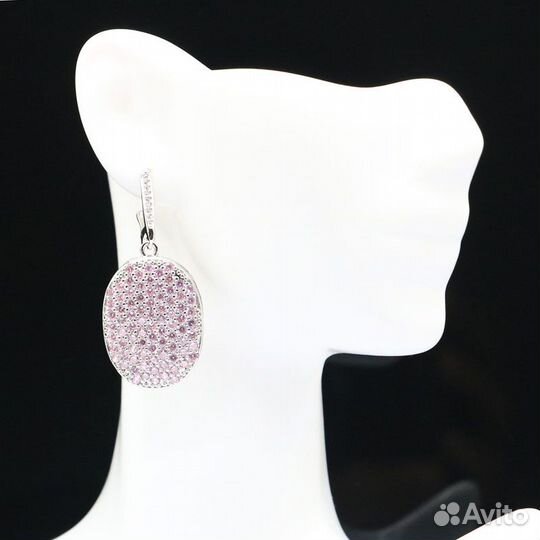 Серьги серебро танзан, бирюза, кунцит, спесар С449