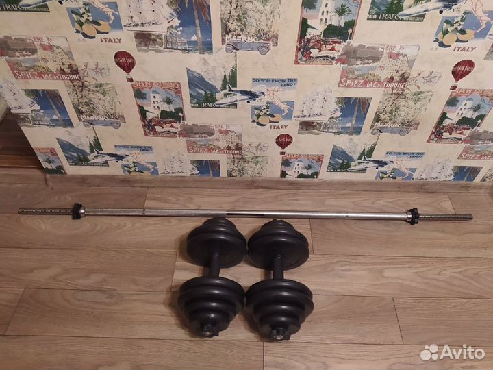 Штанга прямая 63 кг и гантели по 29 кг