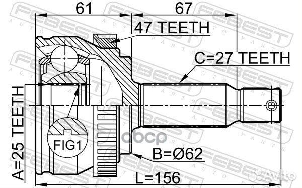 ШРУС наружный 25X62X27 hyundai 05- 1210NFA47 Fe