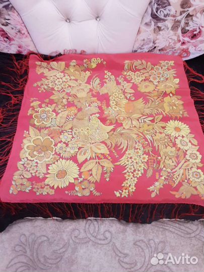 Платок натуральный шелк винтаж СССР