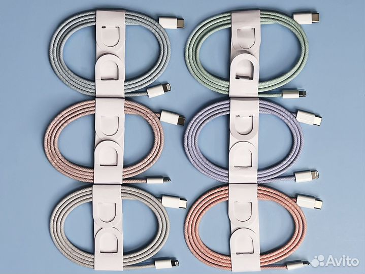 Кабель USB-C to lightning 1 m плетеный все цвета