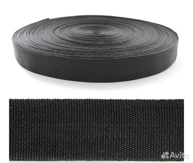 Лента ременная 22 мм черная тесьма