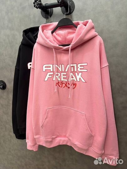 Худи оверсайз Vetements Anime Freak розовое черное