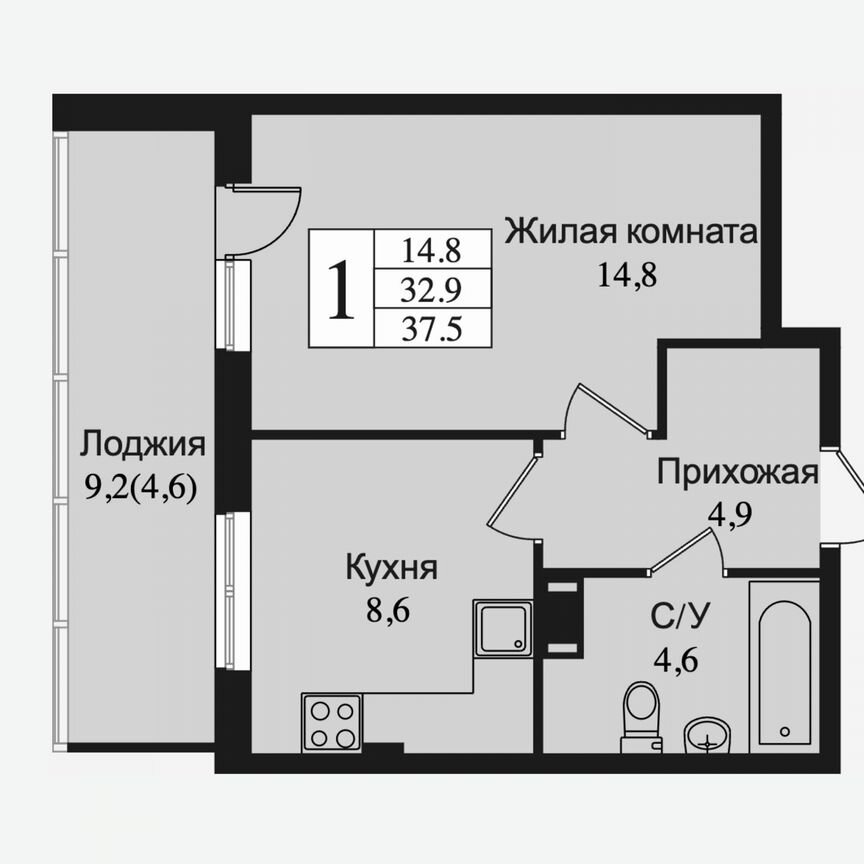 1-к. квартира, 42 м², 10/15 эт.