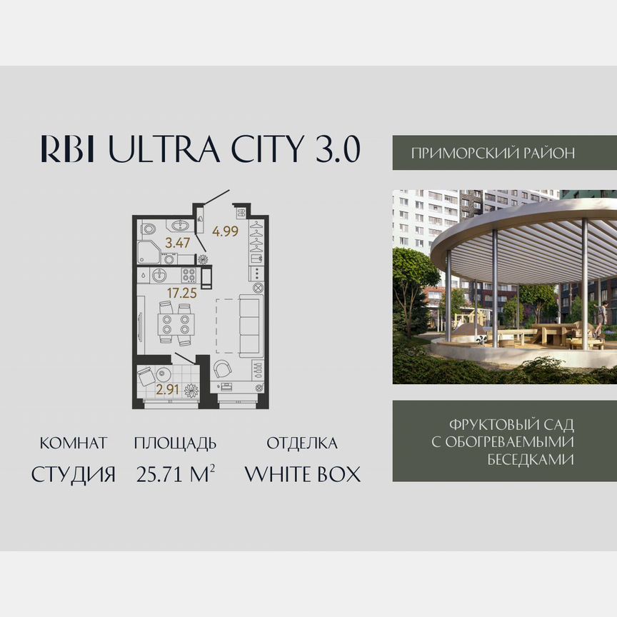 Квартира-студия, 25,7 м², 17/17 эт.