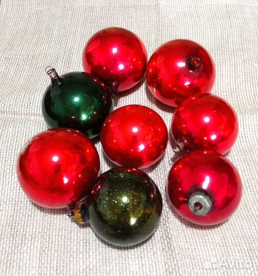 Ёлочные игрушки, шары, 8шт., ГДР, 60-70-е гг