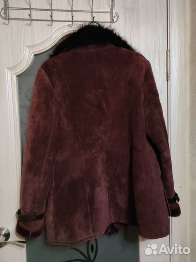 Дубленка цвет бордо 3xl (50-52)