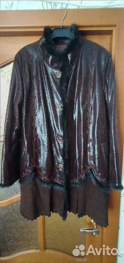 Кожаный пиджак-куртка 56-58