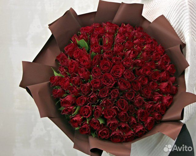 Букет из 101 красной розы 35-40 см (Кения) в стиль