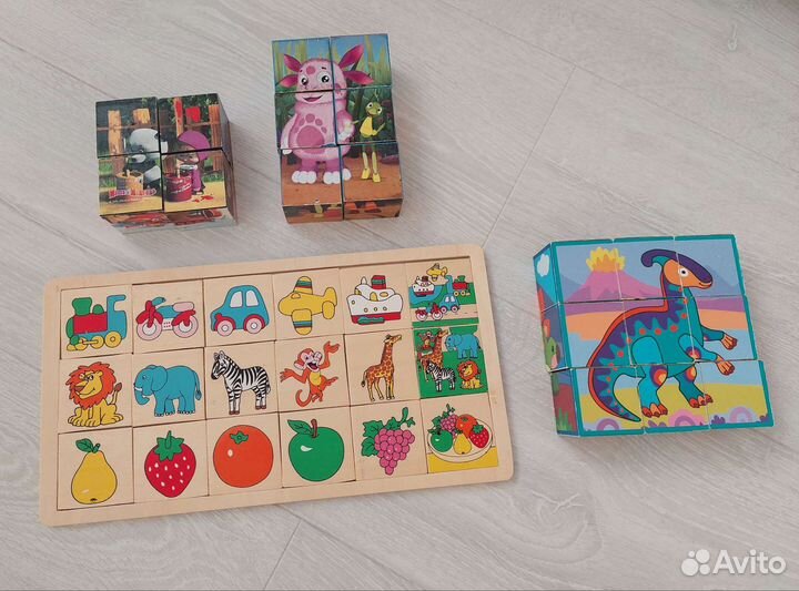Пазл деревянный и кубики