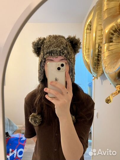 Шапка-ушанка с ушками и варежки