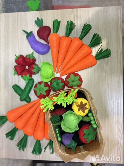 Еда из фетра, для кухни, огород из фетра, грядка