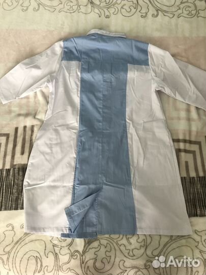 Халат медицинский женский Николь белый с голубым