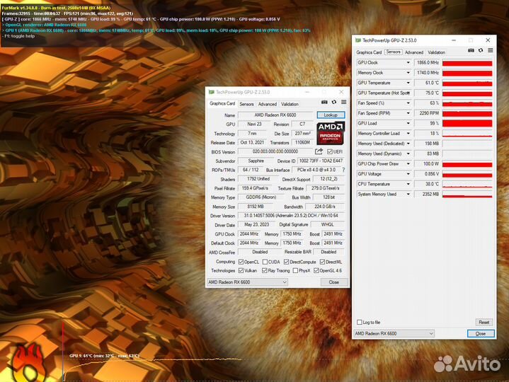 Видеокарта RX 6600 8GB Sapphire с гарантией