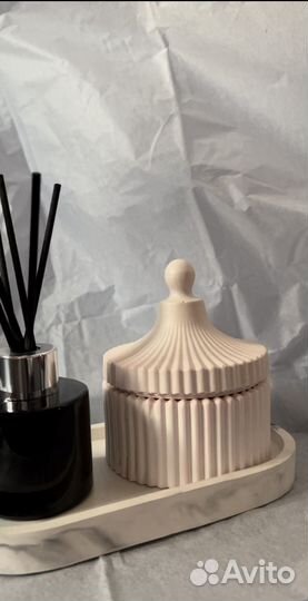 Свечи ручной работы, свечи в гипсовом кашпо