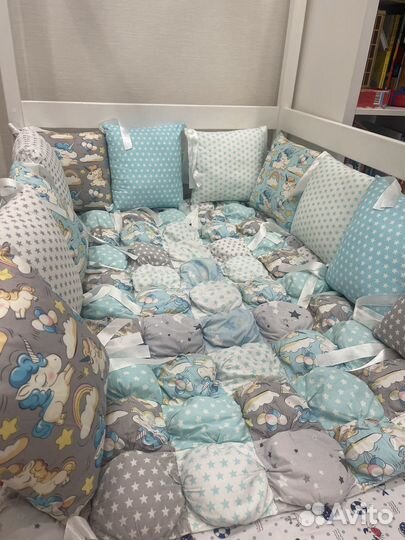 Бортики в детскую кроватку, одеяло бомбон