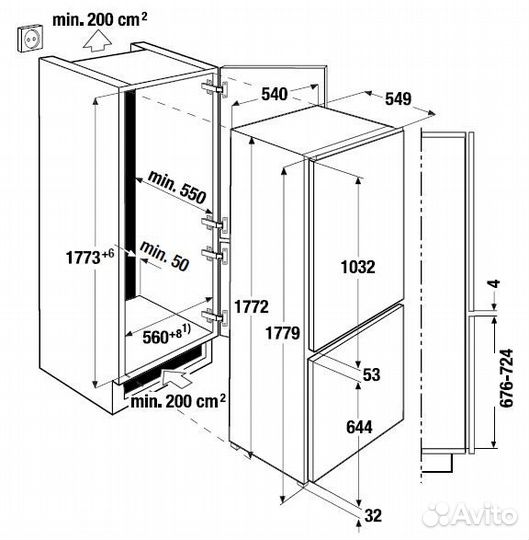 Встраиваемый холодильник Kuppersbusch FKG 8300.1i