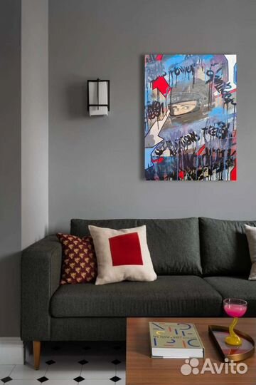 Яркая современная стрит арт картина, дрифт пилот