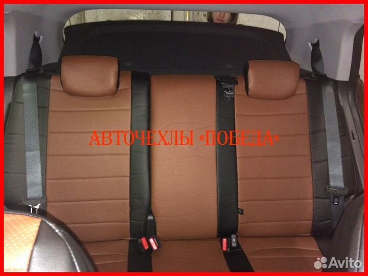 Чехлы Hyundai Creta из экокожи чёрно-коричневые