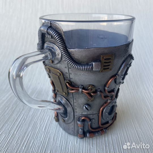 Кружка из полимерной глины с декором Стимпанк