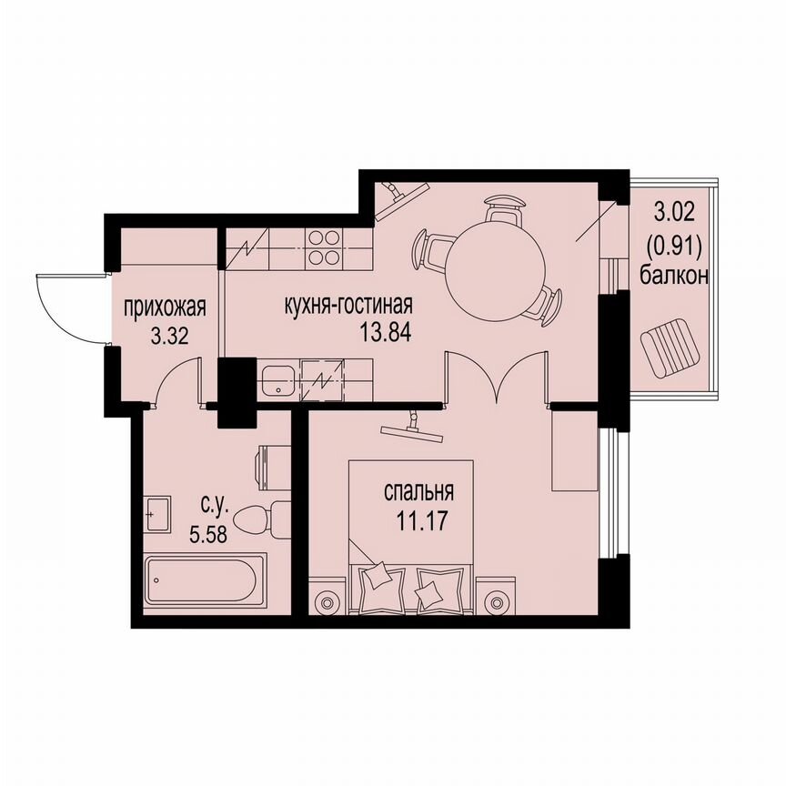 1-к. квартира, 34,8 м², 10/12 эт.