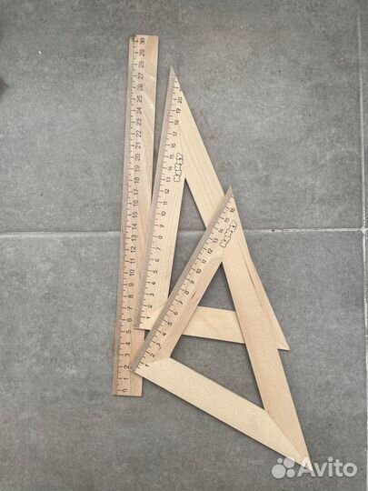 Набор из 3-х деревянных линеек для черчения