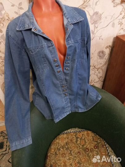 Джинсовая рубашка женская 52 54 бу
