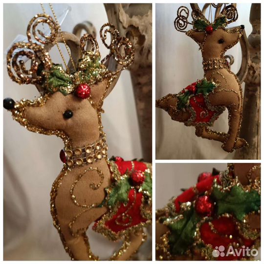 Олень 21см шишки 16см новогодние игрушки