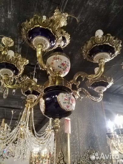 Люстра бронза фарфор, Италия