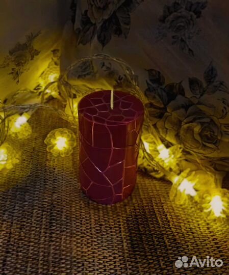 Свеча ручной работы, с ароматом лаванды