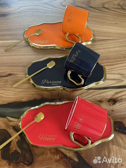 Чайная пара и ложка фарфор кружка блюдце