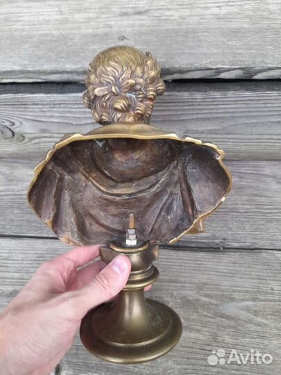 Старинный бронзовый бюст петр 1