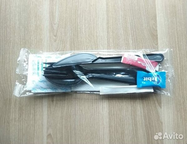 Приборы одноразовые чёрные Премиум 