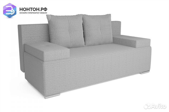 Диван еврокнижка Мадейра рогожка серая