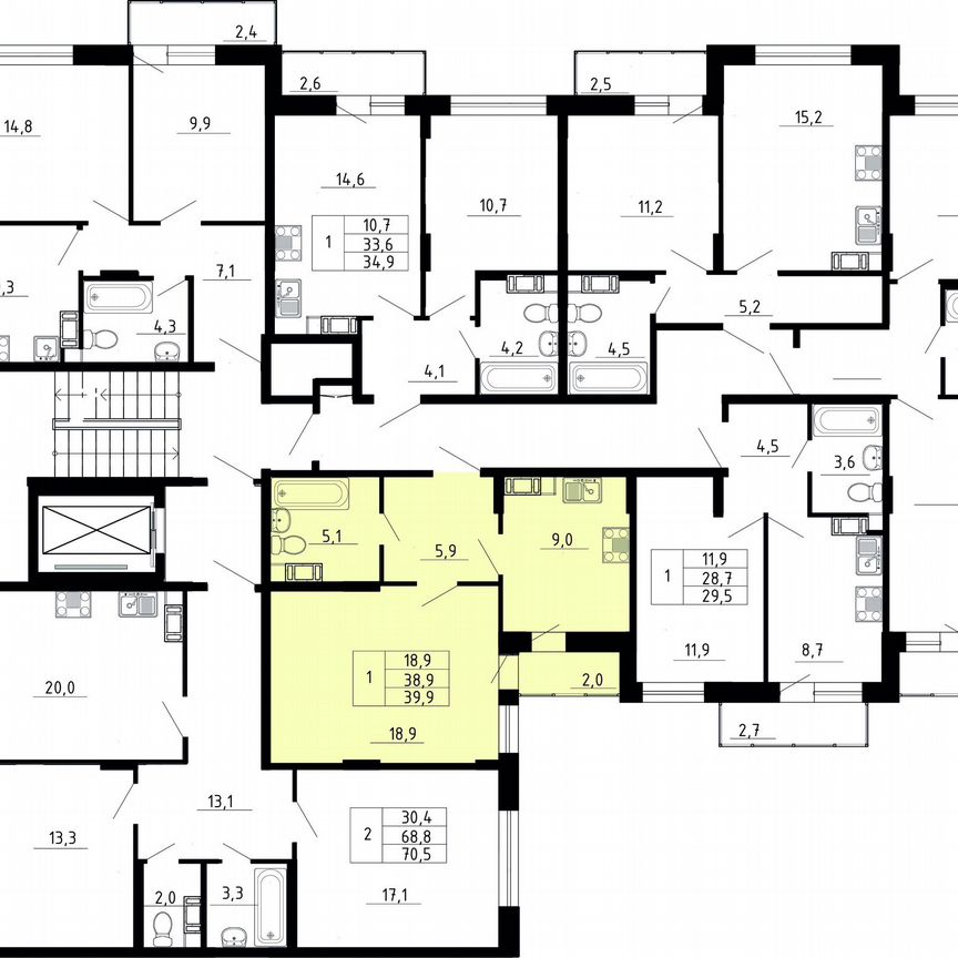 1-к. квартира, 38,9 м², 6/8 эт.