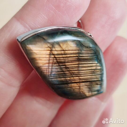 Лабрадорит кольцо 10г и кулон 15г на цепочке