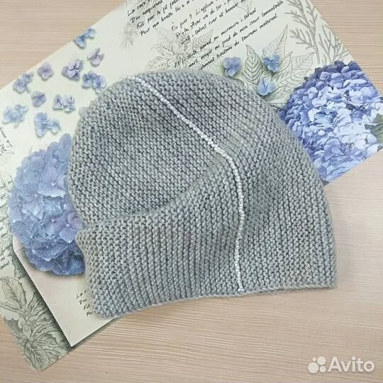 Шапка бини светло-серая