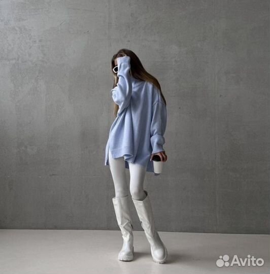 Свитер удлинённый крупной вязки