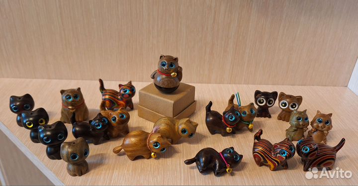 Деревянные фигурки котиков ручной работы