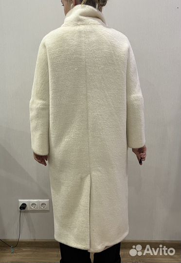 Экошуба белая женская длинная / 44-46 размер