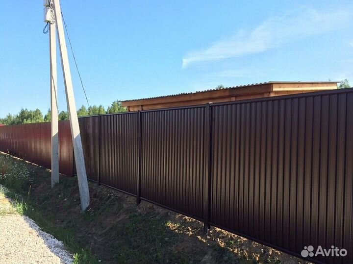 Заборы из профнастила под заказ 2м